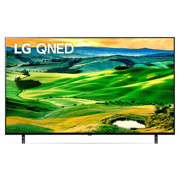 LG QNED80 55'' 4K Smart QNED TV, A front view of the LG QNED TV with infill image and product logo on, 55QNED80SQA, thumbnail 1