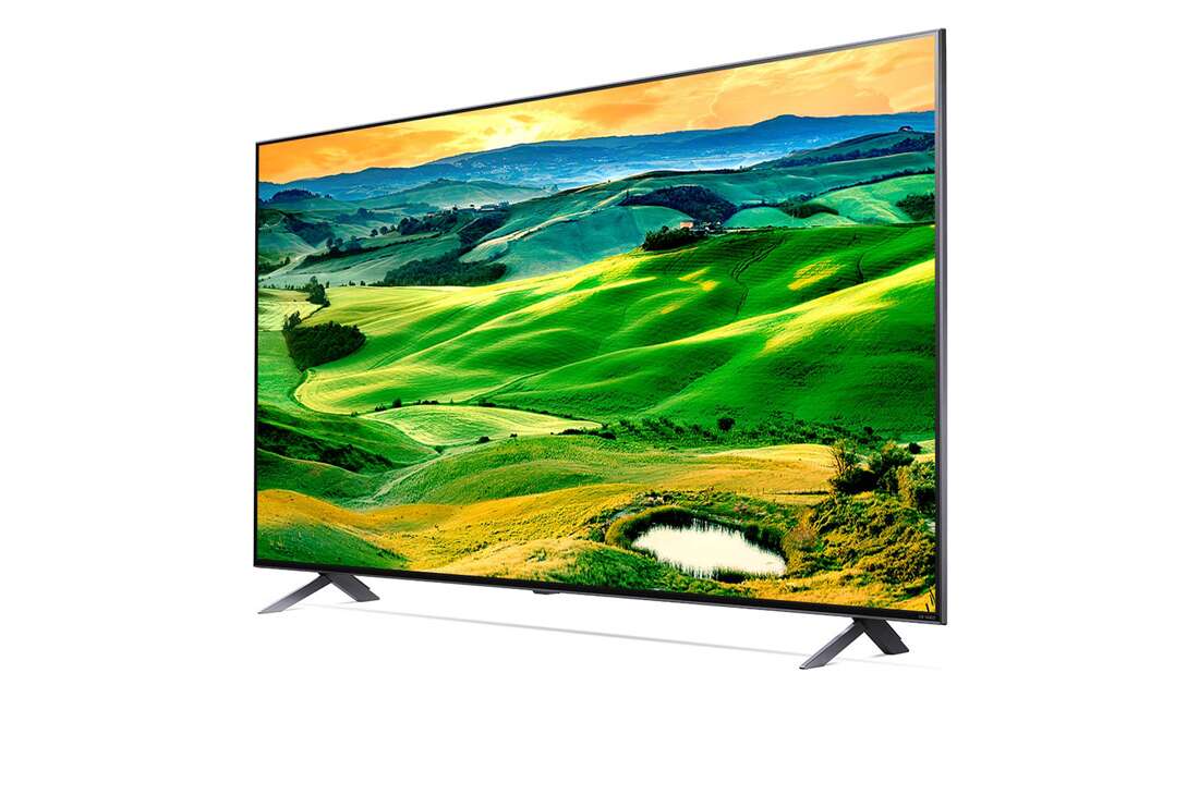 LG QNED80 55'' 4K Smart QNED TV, 30 degree side view with infill image, 55QNED80SQA, thumbnail 3