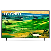 LG QNED80 65'' 4K Smart QNED TV, A front view of the LG QNED TV with infill image and product logo on, 65QNED80SQA, thumbnail 1