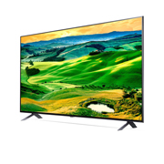 LG QNED80 65'' 4K Smart QNED TV, 30 degree side view with infill image, 65QNED80SQA, thumbnail 3