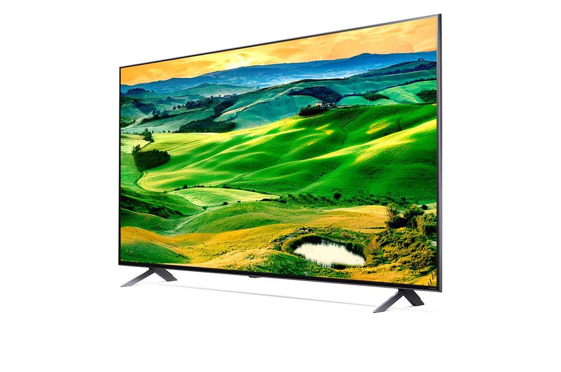 LG QNED80 65'' 4K Smart QNED TV, 30 degree side view with infill image, 65QNED80SQA, thumbnail 3
