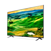 LG QNED80 75'' 4K Smart QNED TV, 30 degree side view with infill image, 75QNED80SQA, thumbnail 3