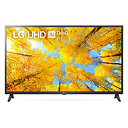 LG UQ75 43 inch 4K Smart UHD TV, front view with infill image, 43UQ7550PSF, thumbnail 1