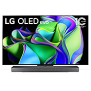 LG OLED evo C3 55 inch TV 4K Smart TV 2023 | Wall mounted TV | TV wall design | Ultra HD 4K resolution | AI ThinQ, front view, OLED55C3PSA, thumbnail 1