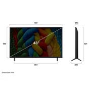 LG 43 Inch LG NanoCell AI NANO80 4k Smart TV 2025, Front view and side view of LG NanoCell NANO80 AI 4K Smart TV showing its length, width, height, and depth dimensions., 43NANO80ASA, thumbnail 4