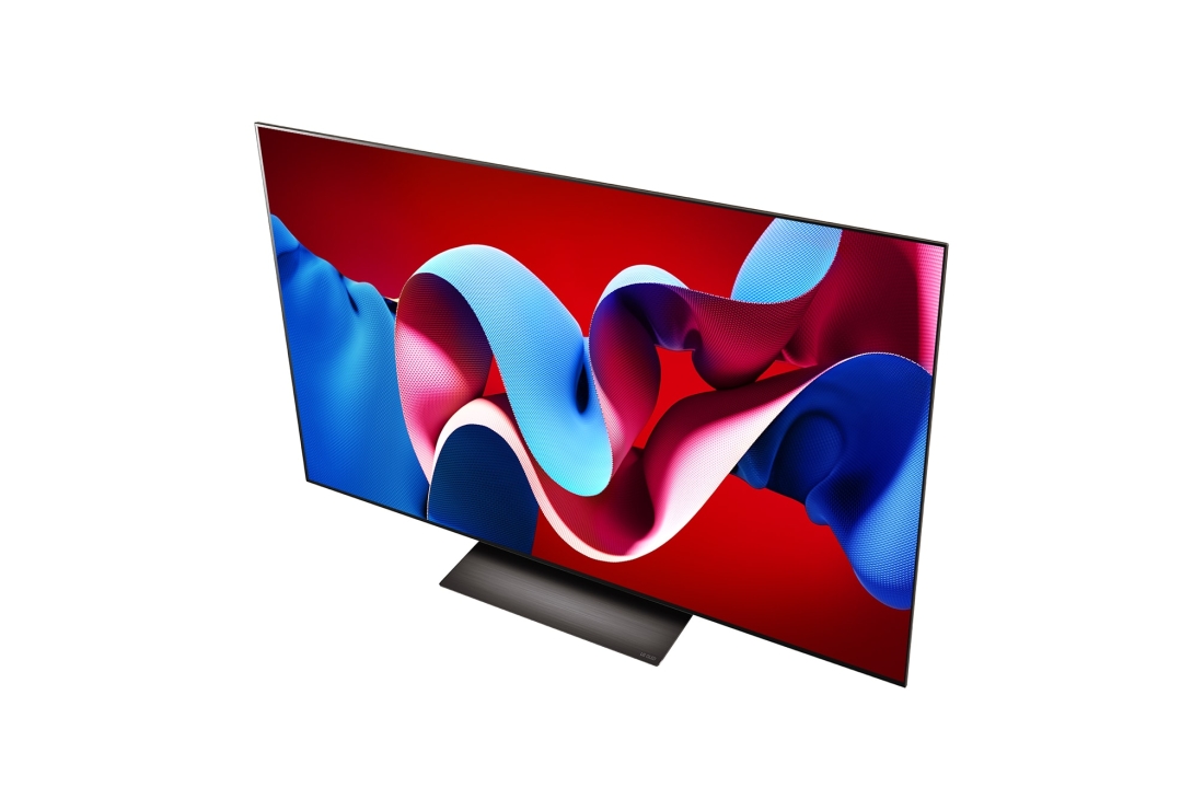 LG OLED evo AI C4 77 inch TV 4K Smart TV 2024 | Wall mounted | TV stand | TV wall design | Ultra HD 4K resolution | AI ThinQ, Angled view of LG OLED evo TV, OLED C4 from above, OLED77C4PSA, thumbnail 11