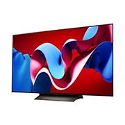 LG OLED evo AI C4 77 inch TV 4K Smart TV 2024 | Wall mounted | TV stand | TV wall design | Ultra HD 4K resolution | AI ThinQ, Slightly-angled left-facing side view of LG OLED evo TV, OLED C4, OLED77C4PSA, thumbnail 5