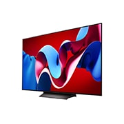 LG OLED evo AI C4 77 inch TV 4K Smart TV 2024 | Wall mounted | TV stand | TV wall design | Ultra HD 4K resolution | AI ThinQ, Left-facing side view of LG OLED evo TV, OLED C4, OLED77C4PSA, thumbnail 6
