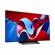 LG OLED evo AI C4 77 inch TV 4K Smart TV 2024 | Wall mounted | TV stand | TV wall design | Ultra HD 4K resolution | AI ThinQ, Slightly-angled right-facing side view of LG OLED evo TV, OLED C4, OLED77C4PSA, thumbnail 9