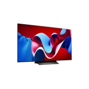 LG OLED evo AI C4 55 inch TV 4K Smart TV 2024 | Wall mounted | TV stand | TV wall design | Ultra HD 4K resolution | AI ThinQ, Slightly-angled left-facing side view of LG OLED evo TV, OLED C4, OLED55C4PSA, thumbnail 6