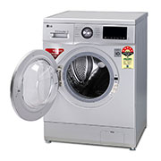 LG 8.0Kg, 6 Motion Direct Drive, Touch Panel, Fuzzy Logic, Baby Care, Sports wear, Child Lock, Front Load Washing Machine, LG F1208NMTS Right View Open, F1208NMTS, thumbnail 4