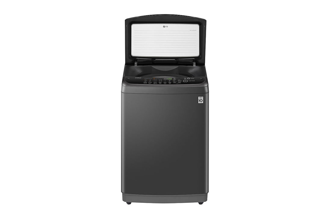 LG Smart Inverter Top Load Washing Machine, 9KG, Black, Front view of LG Smart Inverter Top Load Washing Machine (top opened) with TurboDrum, 9KG, in black, T2109VSAB, thumbnail 2, T2109VSAB, thumbnail 2