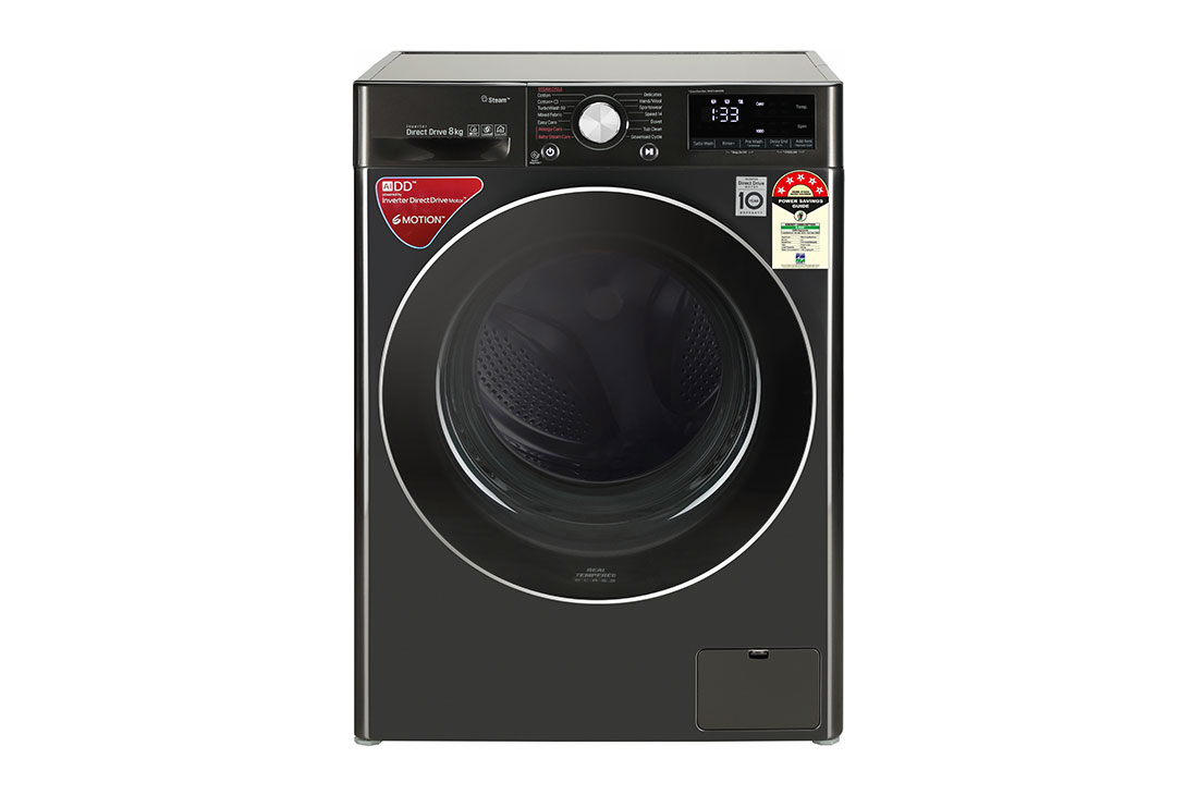 8KG Front Load Washing Machine with LG ThinQ™, Black