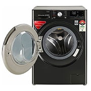 LG 8.0 kg Fully Automatic Front Load Washing Machine Black  (FV1408S4B), Front View Open, FV1408S4B, thumbnail 2