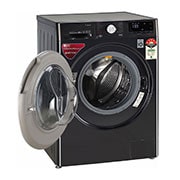 LG 8.0 kg Fully Automatic Front Load Washing Machine Black  (FV1408S4B), Left View, FV1408S4B, thumbnail 7
