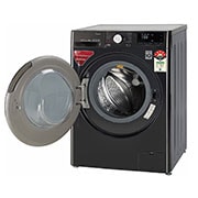 LG 8.0 kg Fully Automatic Front Load Washing Machine Black  (FV1408S4B), Right View Open, FV1408S4B, thumbnail 8