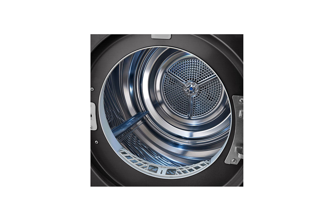 LG Dual Inverter Heat Pump Dryer, 9KG, Black, Close up drum view of LG Dual Inverter Heat Pump Dryer, TD-H90VBD, thumbnail 3, TD-H90VBD, thumbnail 3