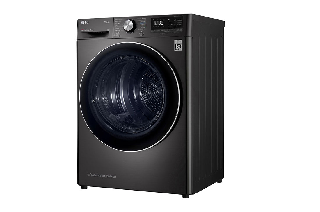 LG Dual Inverter Heat Pump Dryer, 9KG, Black, Left perspective view, TD-H90VBD, thumbnail 7