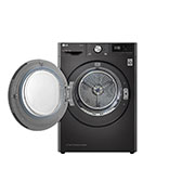 LG Dual Inverter Heat Pump Dryer, 9KG, Black, Front view of LG Dual Inverter Heat Pump Dryer with 9KG capacity (door opened), in black, TD-H90VBD, thumbnail 2, TD-H90VBD, thumbnail 2