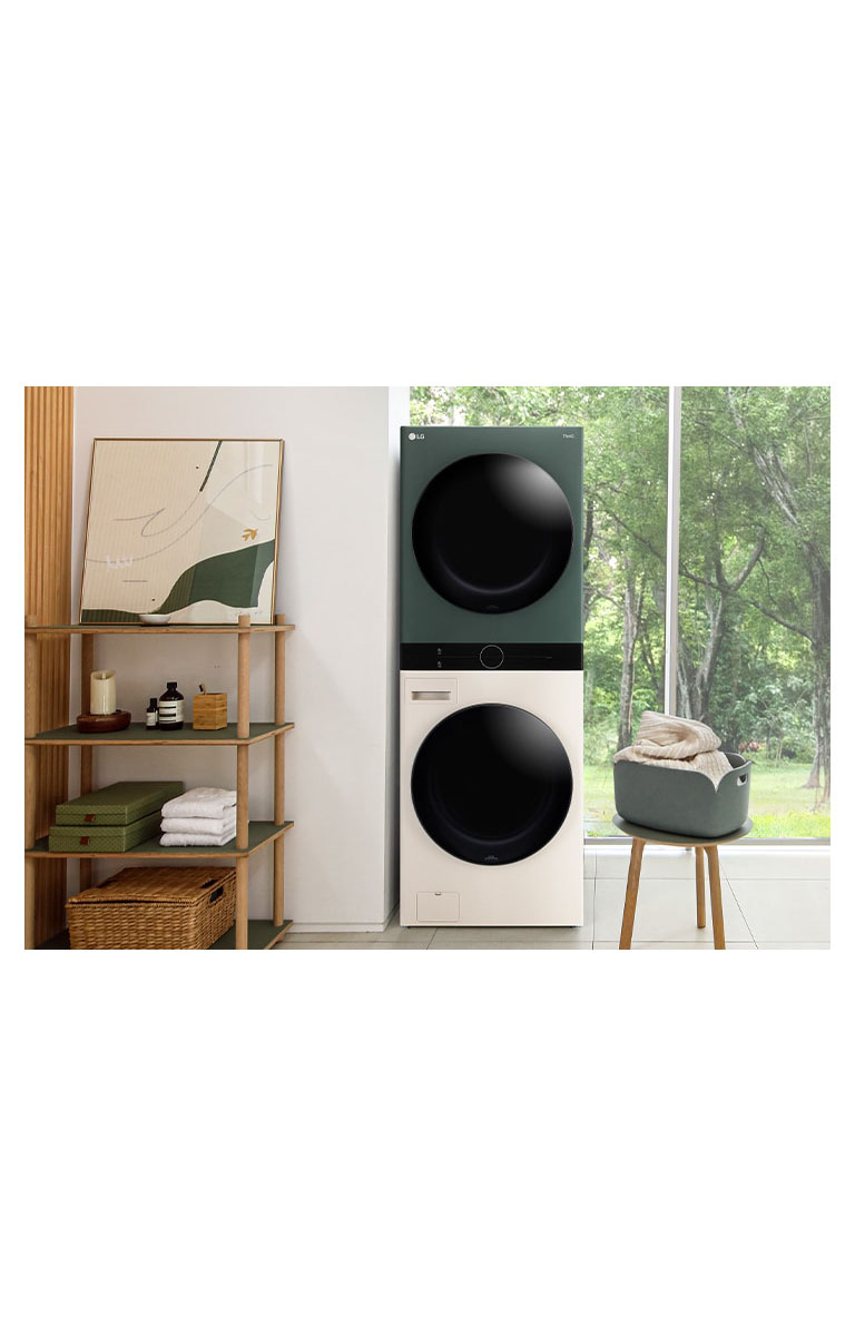 It shows WashTower placed in the utility room.