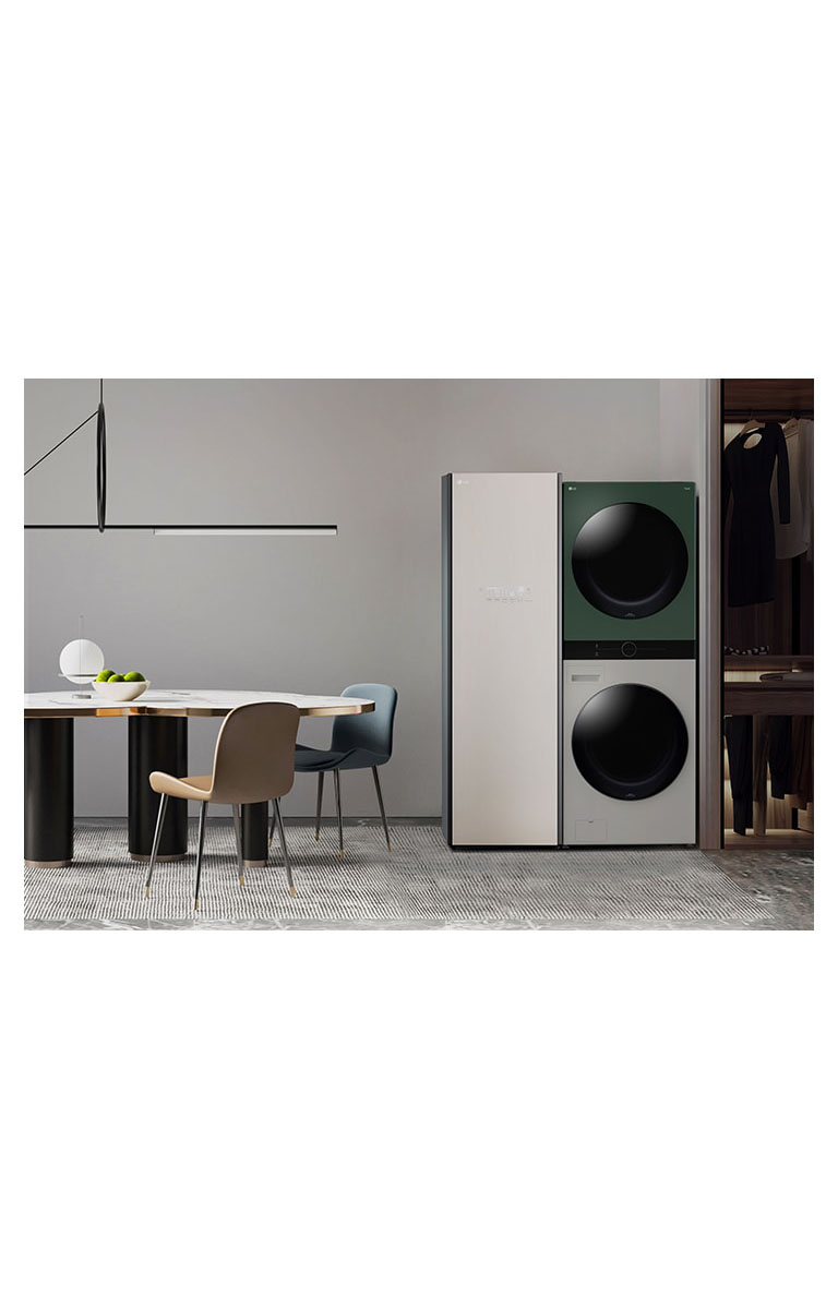 Styler and WashTower are located side by side next to the dress room.