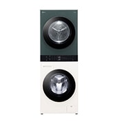 LG 14/10kg AI DD™ Front Load WashTower™, Front view (with some buttons on the center panel light on), WT1410NHEG, thumbnail 2