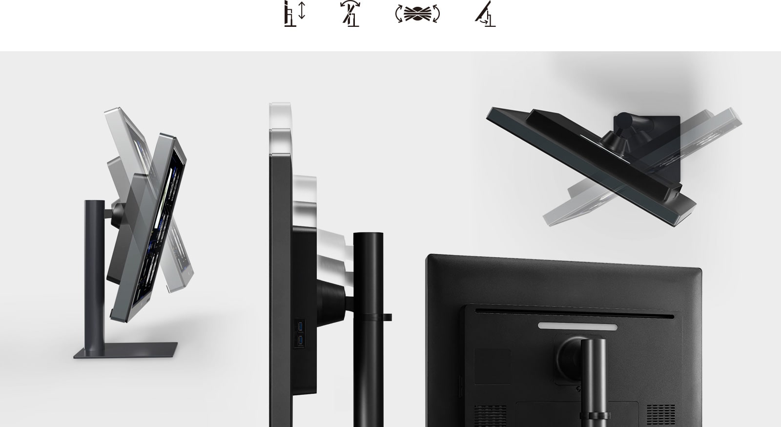 support en un clic avec carrosserie très légère facilitant l’installation, et le support permettant de régler l’inclinaison, la hauteur et le pivotement