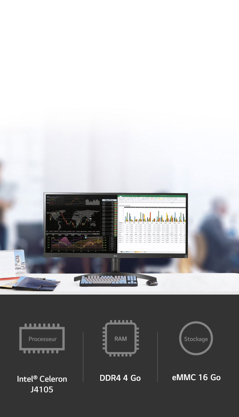 Des performances plus puissantes grâce au processeur (Intel® Celeron J4105), à la RAM (DDR4 4 Go) et au stockage (eMMC 16 Go).