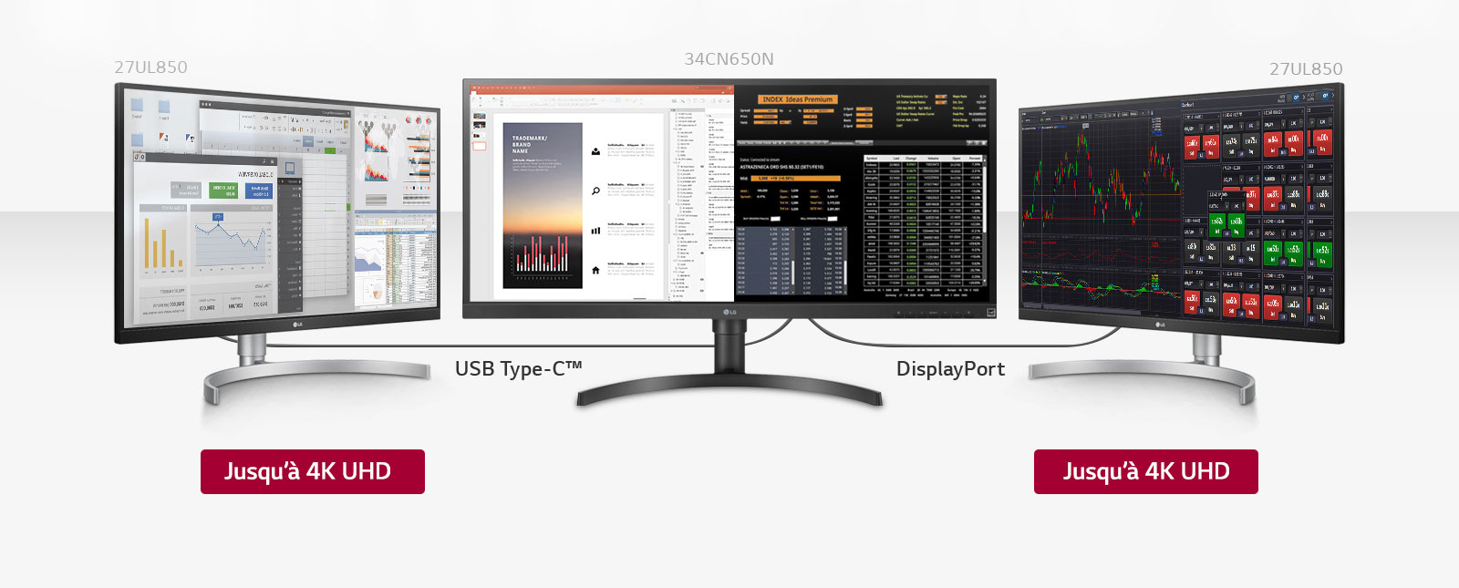 Installation à trois moniteurs avec deux moniteurs 27UL850
