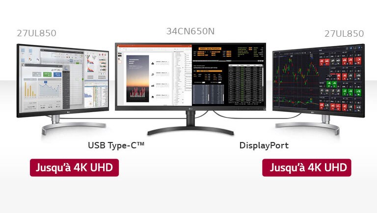 Installation à trois moniteurs avec deux moniteurs 27UL850