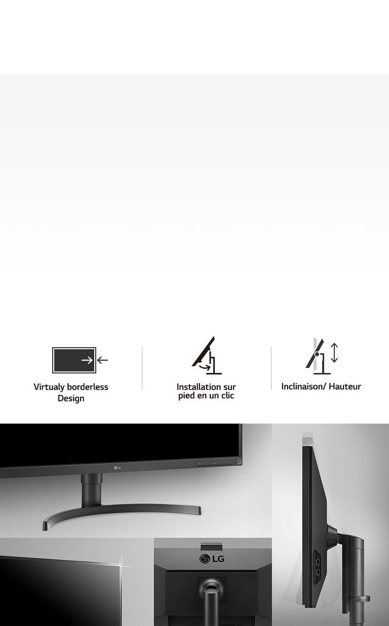 vue des produits axée sur les caractéristiques de Rotation, Pivot, Inclinaison, Hauteur et Installation sur pied en un clic