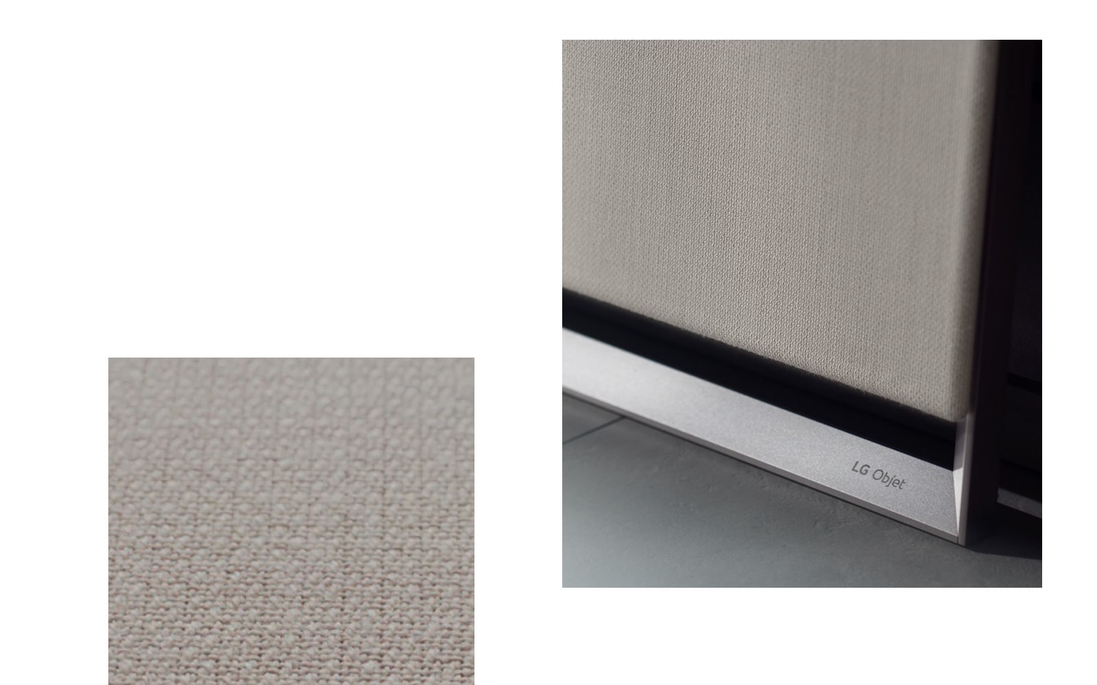 Gros plan sur le textile Kvadrat. Textile Kvadrat partiellement visible sur la partie inférieure de l’EASEL.