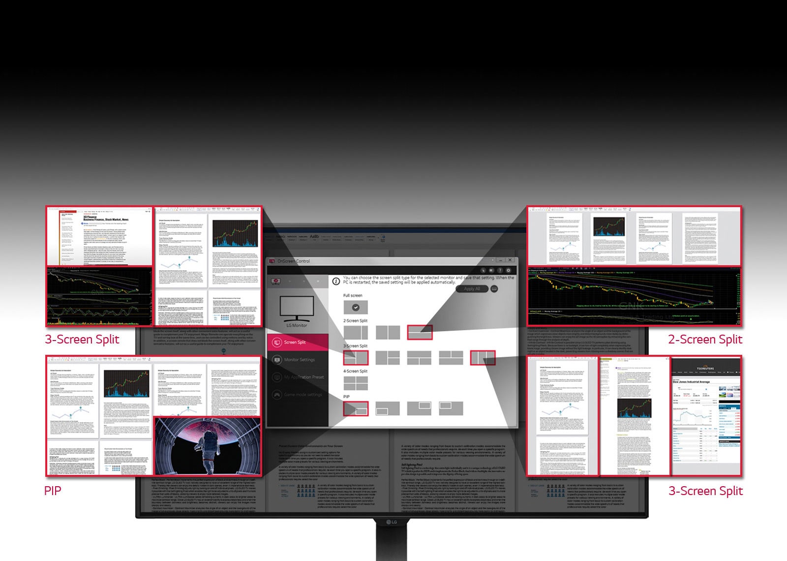 Options de division d'écran1