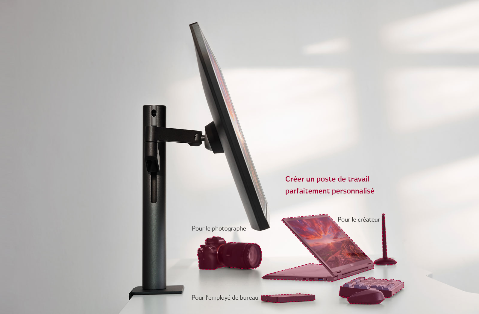 Créer un poste de travail parfaitement personnalisé, par exemple un photographe, un créateur, un employé de bureau