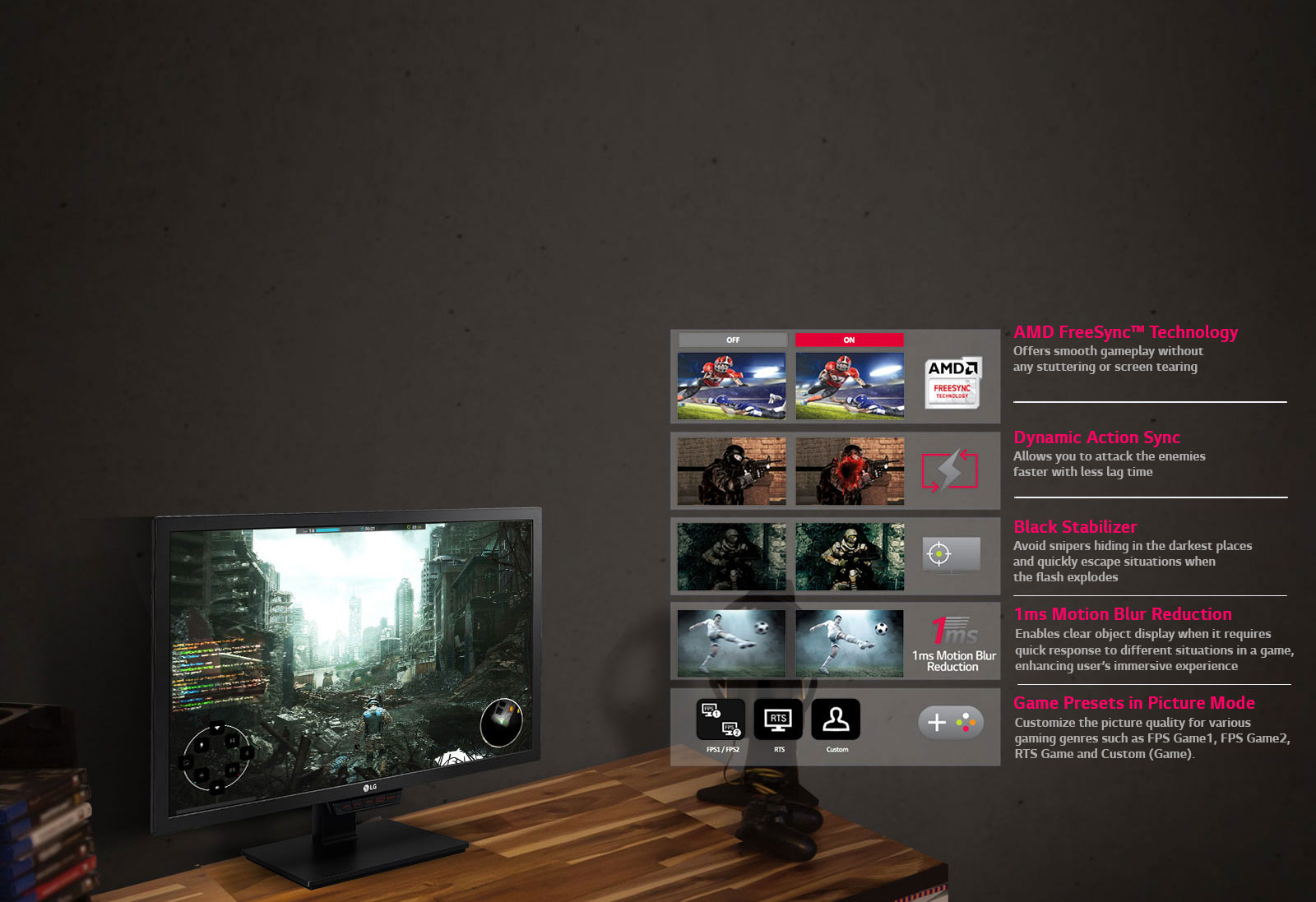 Plusieurs fonctionnalités gaming: Mode Jeu<br>1