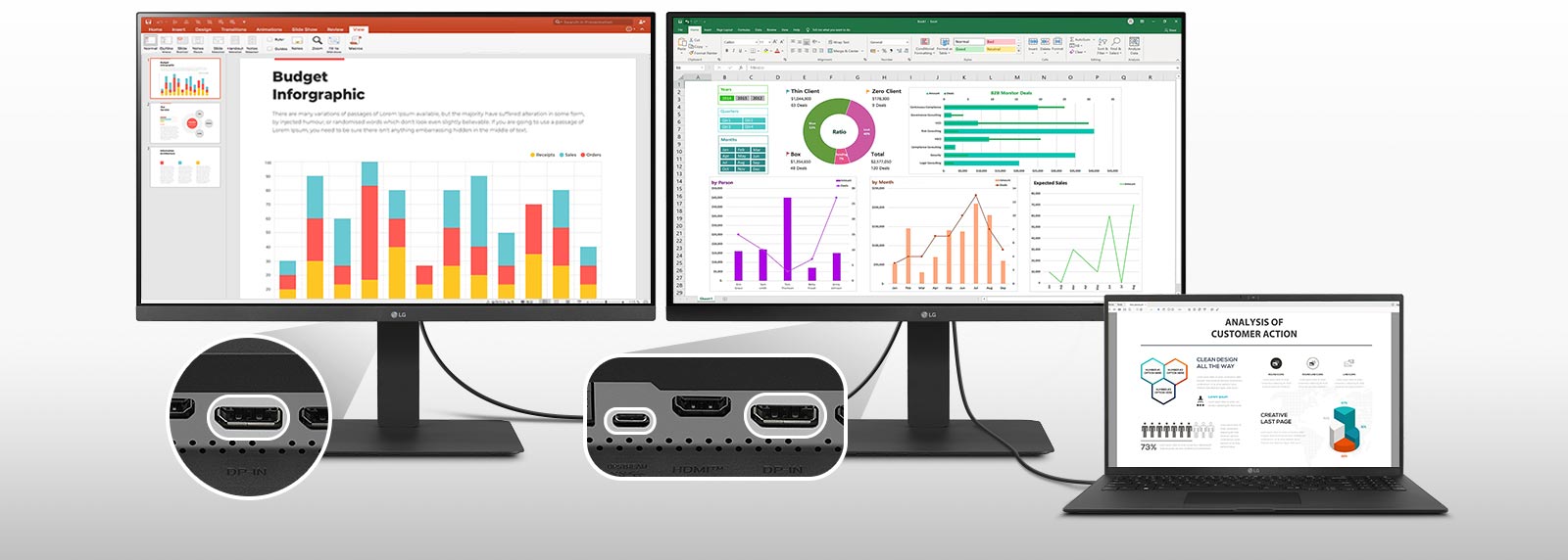 un poste de travail efficace avec USB de Type-C™ et DisplayPort.
