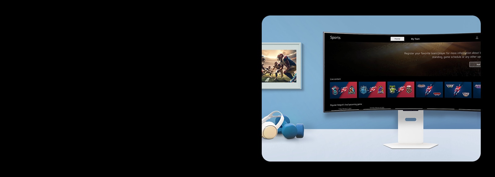 L’écran du Smart Monitor placé sur la table affiche l’écran de l’APPLI SPORTS.