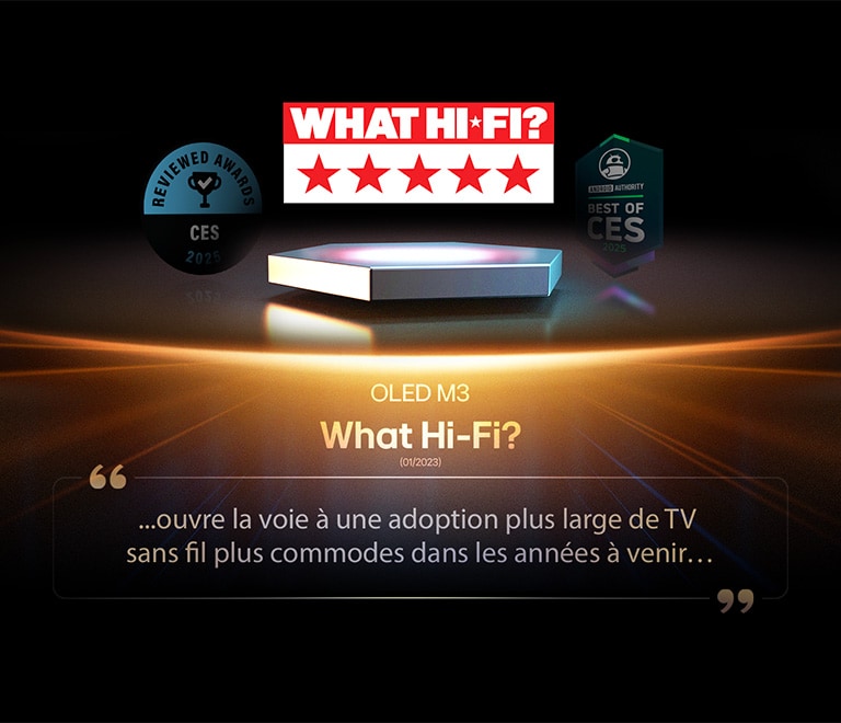 Prix pour l’OLED M3 de What Hi-Fi. Un extrait de leur avis : elle ouvre la voie à des TVs sans fil plus commodes dans les années à venir.
