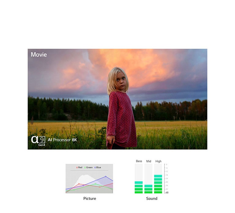 Deux scènes automatiquement optimisées à la fois au niveau du son et de l’image par le processeur Gen4 IA α9 de quatrième génération (lire la vidéo) 