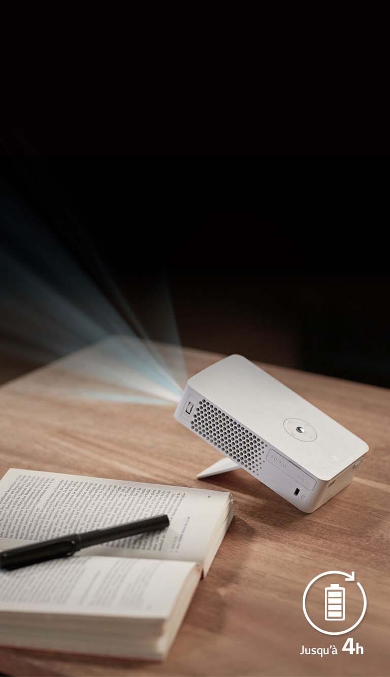 Batterie intégrée avec une autonomie de 4 heures.2