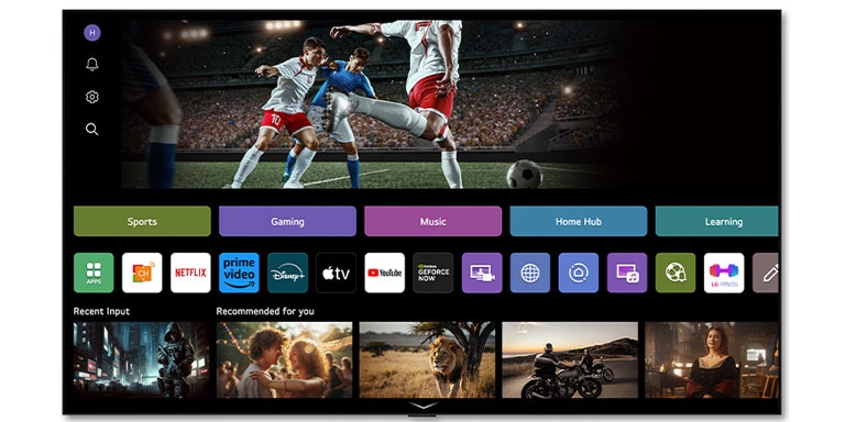 Écran d’accueil LG Channels montrant la variété du contenu disponible sur une LG TV. 