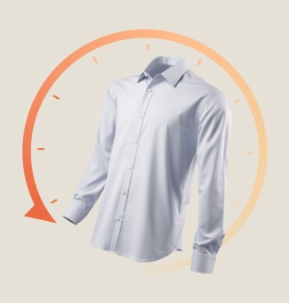 Image d’une chemise avec une flèche chronologique montrant que TurboDry sèche en 81 minutes