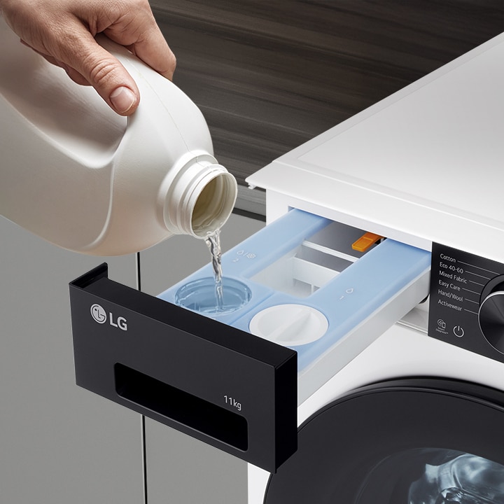 Image du détergent placé dans le distributeur automatique