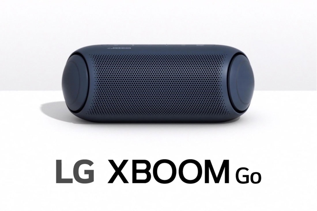 LG XBOOM Go PL7, Vue de face du LG XBOOM Go avec un éclairage violet., PL7