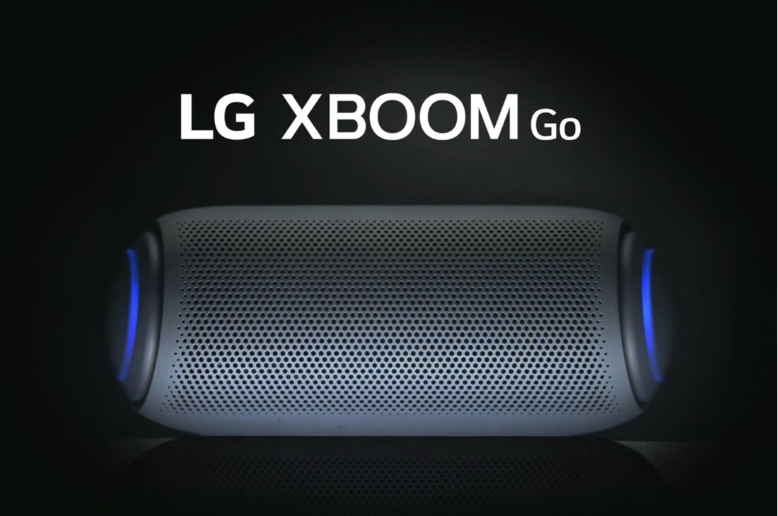 LG XBOOM Go PL7, Vue de face du LG XBOOM Go avec un éclairage violet., PL7, thumbnail 2