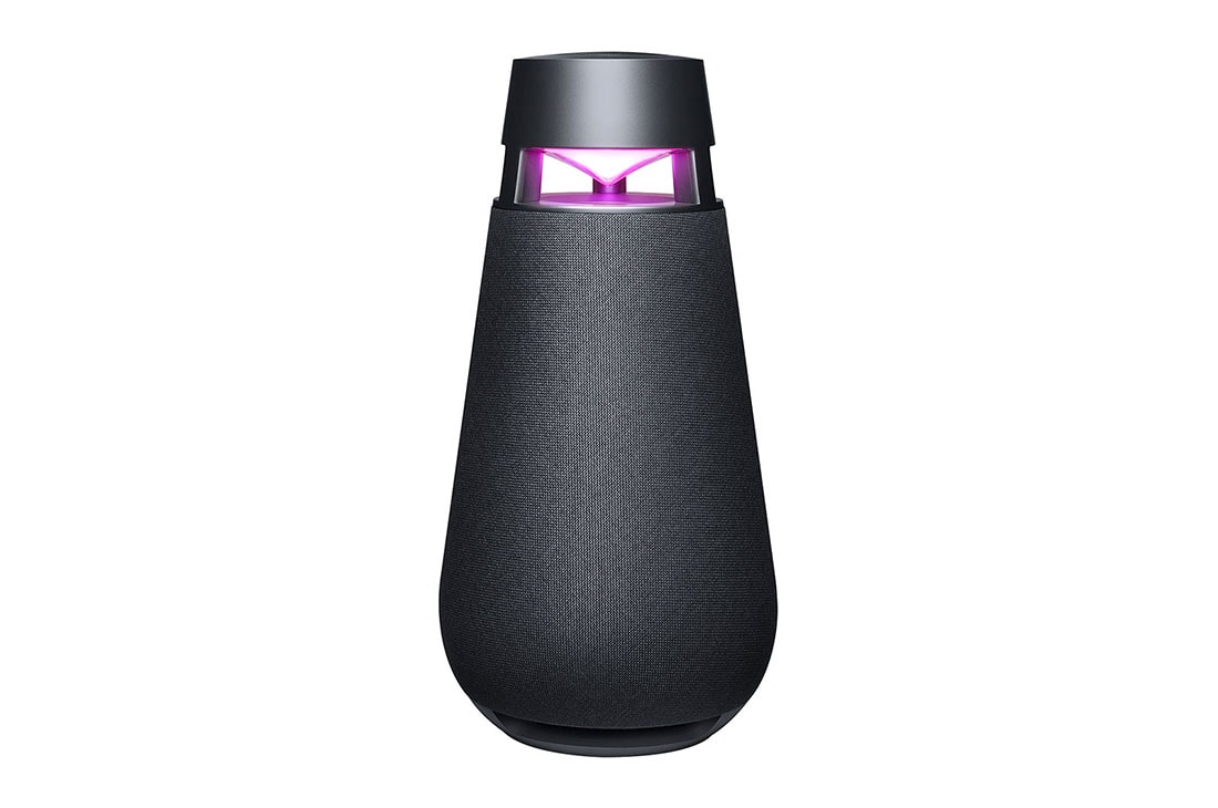 LG XBOOM360 XO3, Vue de face avec éclairage allumé en violet, DXO3QBK, thumbnail 12
