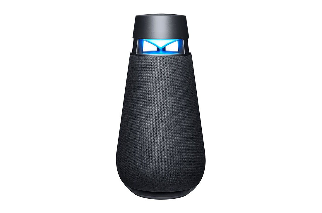 LG XBOOM360 XO3, Angle avant avec éclairage bleu allumé, DXO3QBK, thumbnail 13