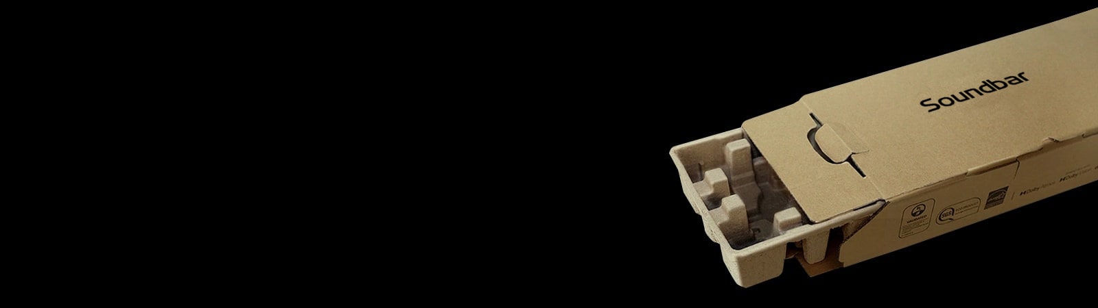 La boîte de la barre de son est ouverte, sur la droite de l’image,pour montrer la pâte recyclée.