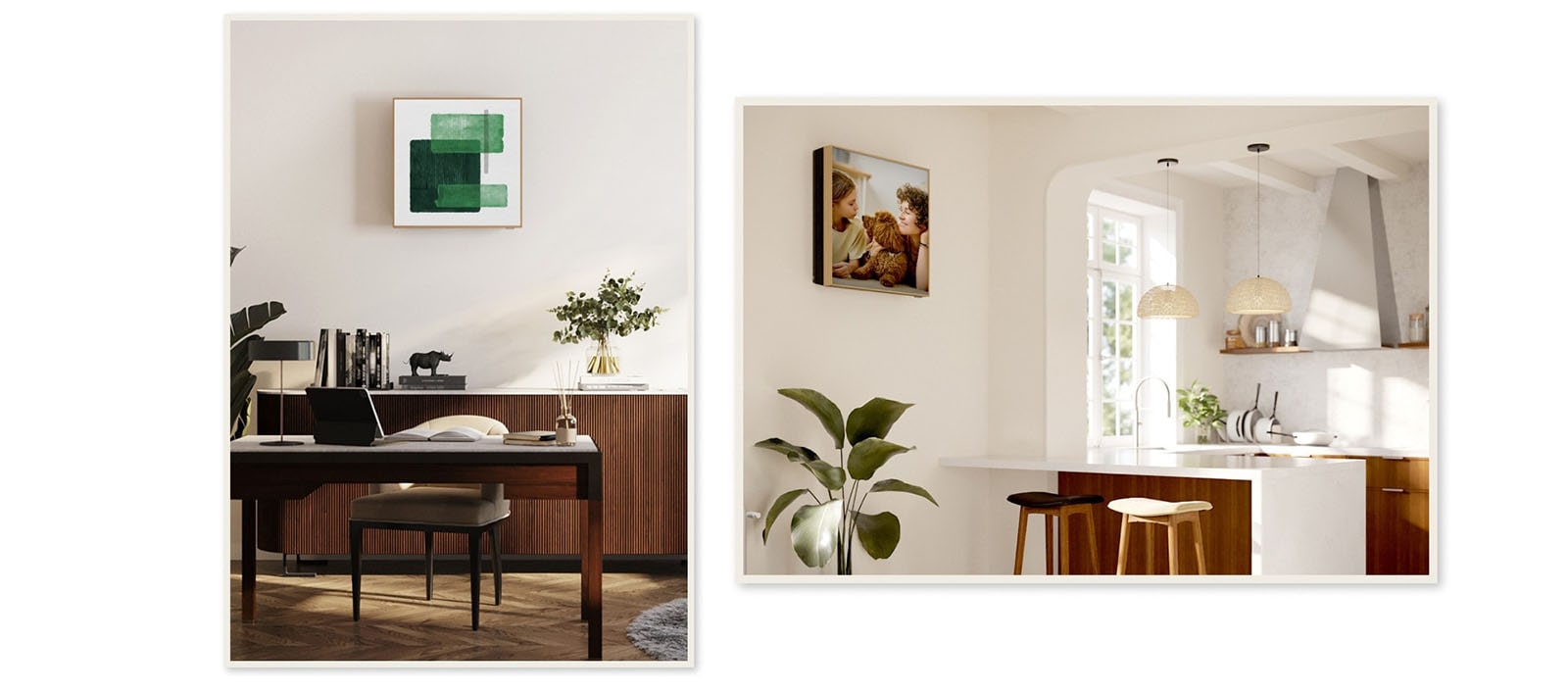 Transformer l’appareil en objet d’art avec un écran à cadre en bois pour afficher tout chef d’œuvre.