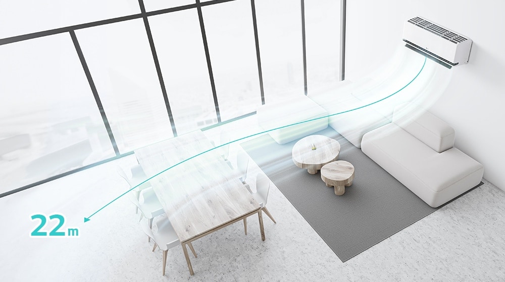 L’air frais se diffuse plus vite et plus loin grâce à la lamelle inférieure double